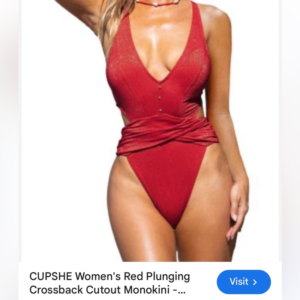 Gorgeous Cupshe red one piece bathing suit NWT